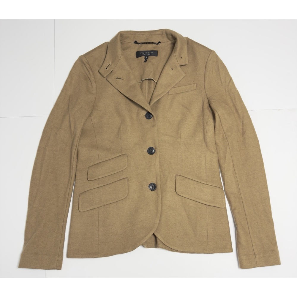 MSRP $598 Rag & Bone Slade Blazer Jacket Coat Dark Camel 100% Wool Women's Sz 4 - Picture 5 of 15
